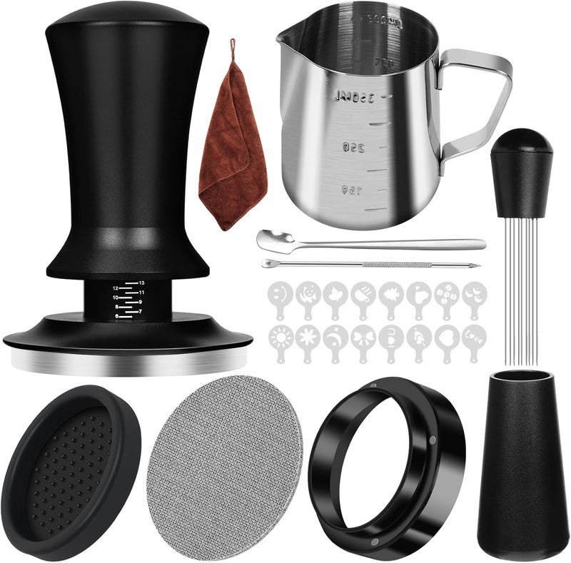 Y-Step 58mm Espresso Accessories Kit 25 PCS, Espresso Tamper Kit Coffee Tamper Set, 58mm Espresso Tamper with Spring Loaded Calibrated, Espresso Puck Screen, Dosing Funnel, WDT Tool, Latte Art Kit - Image 1